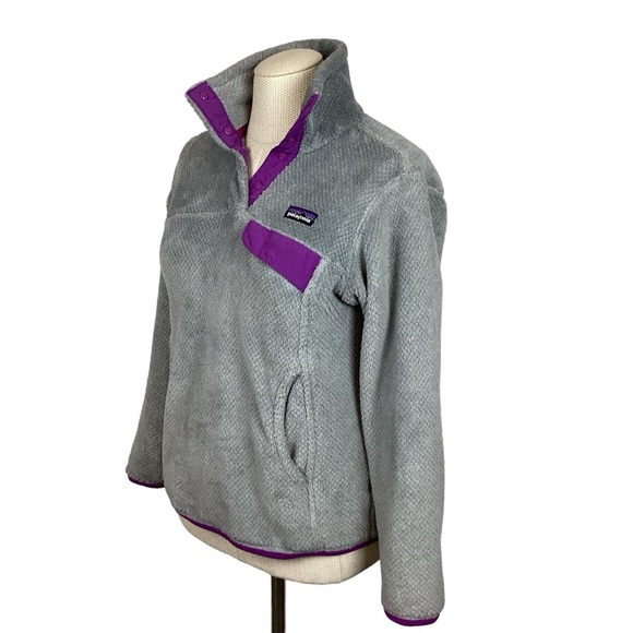 Patagonia Synchilla Polartec Retool 1/4 Snap Jacket Gray w Pink Accents - Picture 3 of 11